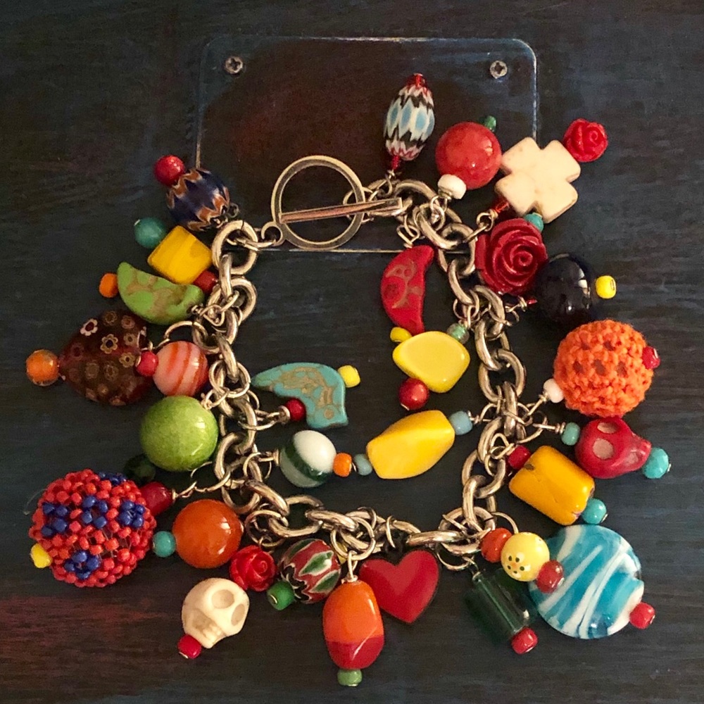 Day of Dead Themed Cha Cha Bracelet Silver Chain